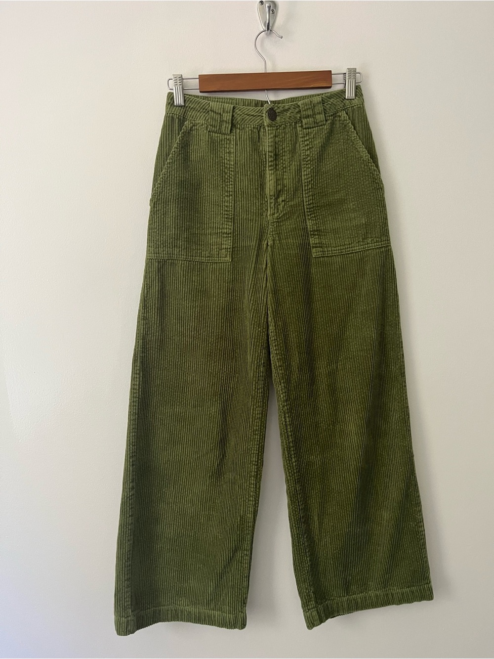 Lucy & Yak Corduroy Wide Leg Crop Green Pants Retro Hippie 26